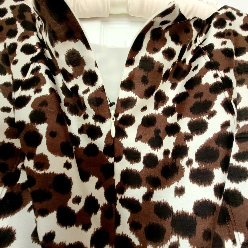 Ann Taylor Business Casual Women's Dress ~ Size 10 ~ Brown, Tan & Animal Print - Picture 5 of 8